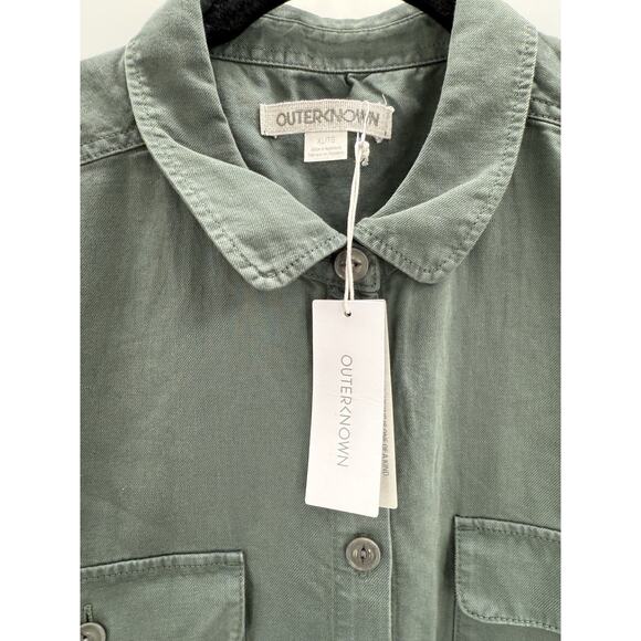 OUTERKNOWN Jumpsuit Women XL Green Long Sleeve NEW Organic Cotton Linen - Picture 8 of 8